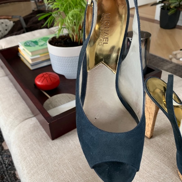 Michael Kors Blue Suede & Cork Sandals - Picture 4 of 6
